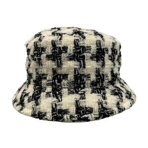 CHANEL Cream Black Silver Wool Polyamide Polyester Silk Hat